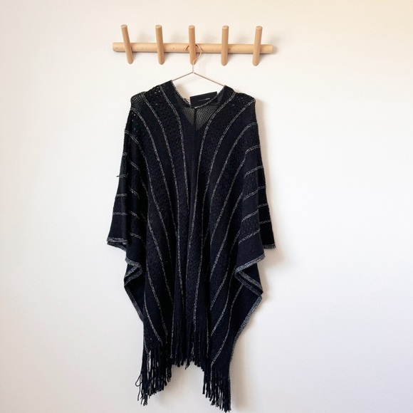 BCBG MaxAzria Black Poncho Sweater - Picture 7 of 12
